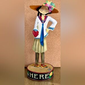 Vintage (1994) MARY ENGELBREIT "HERE" Enameled Metal Girl Holding Heart 9.5”